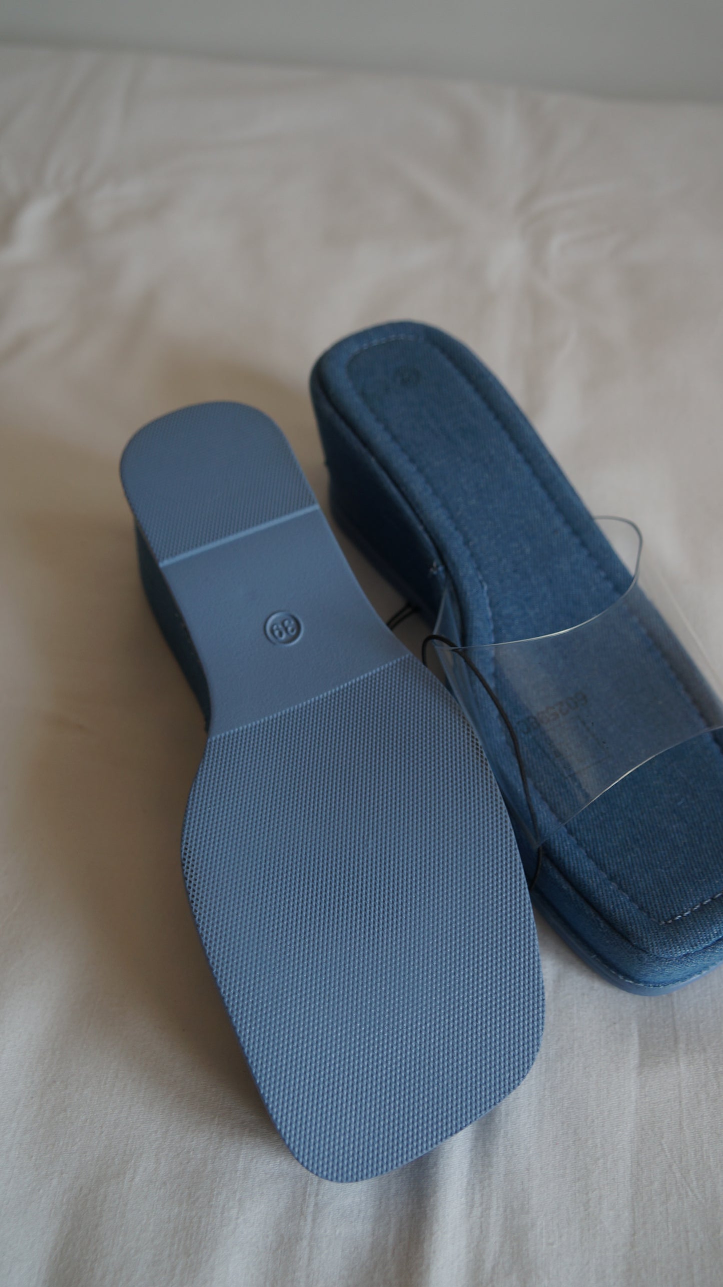 Zapatos denim de tacón bajo