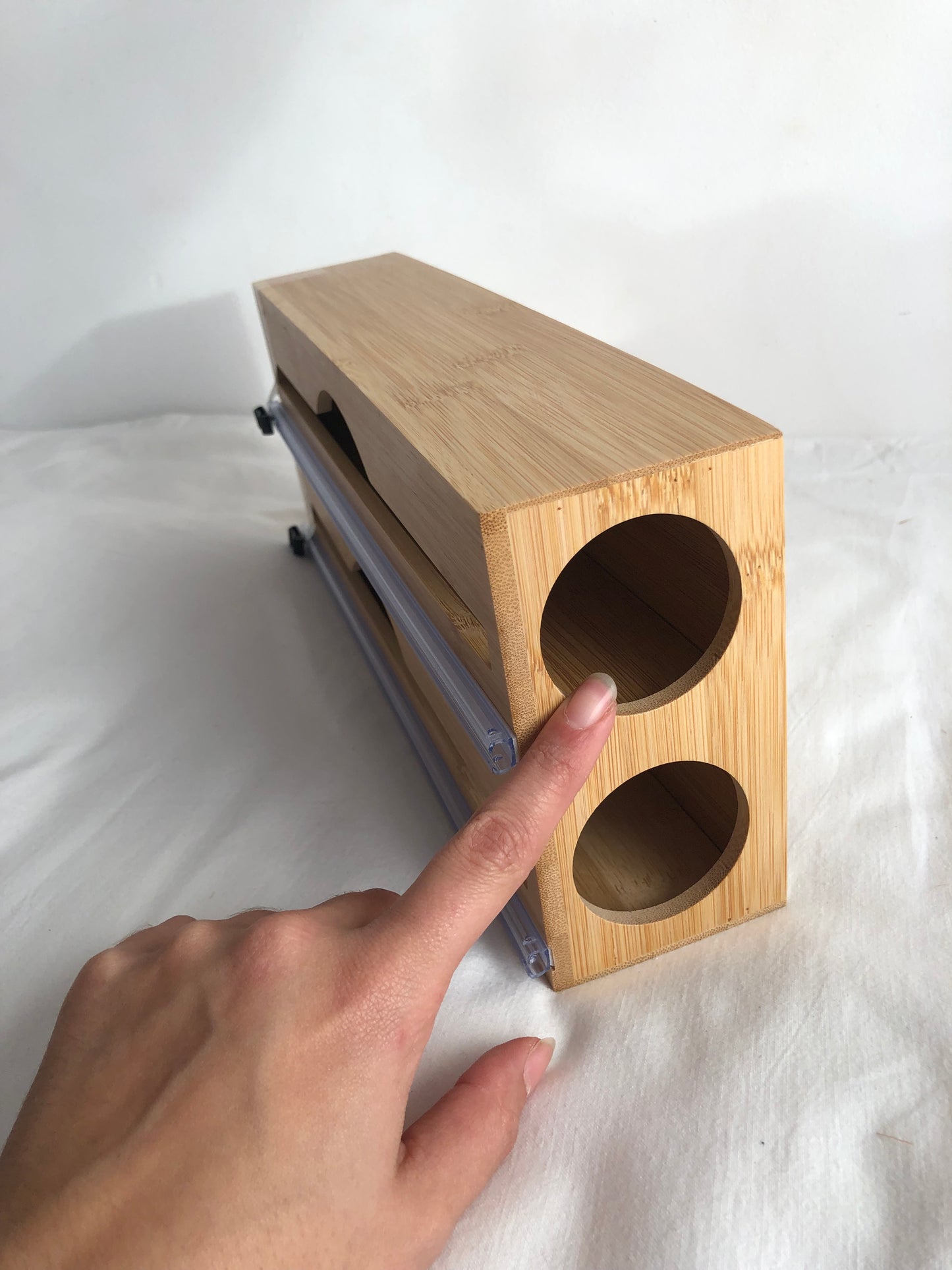 Caja de bambú para papel film y aluminio