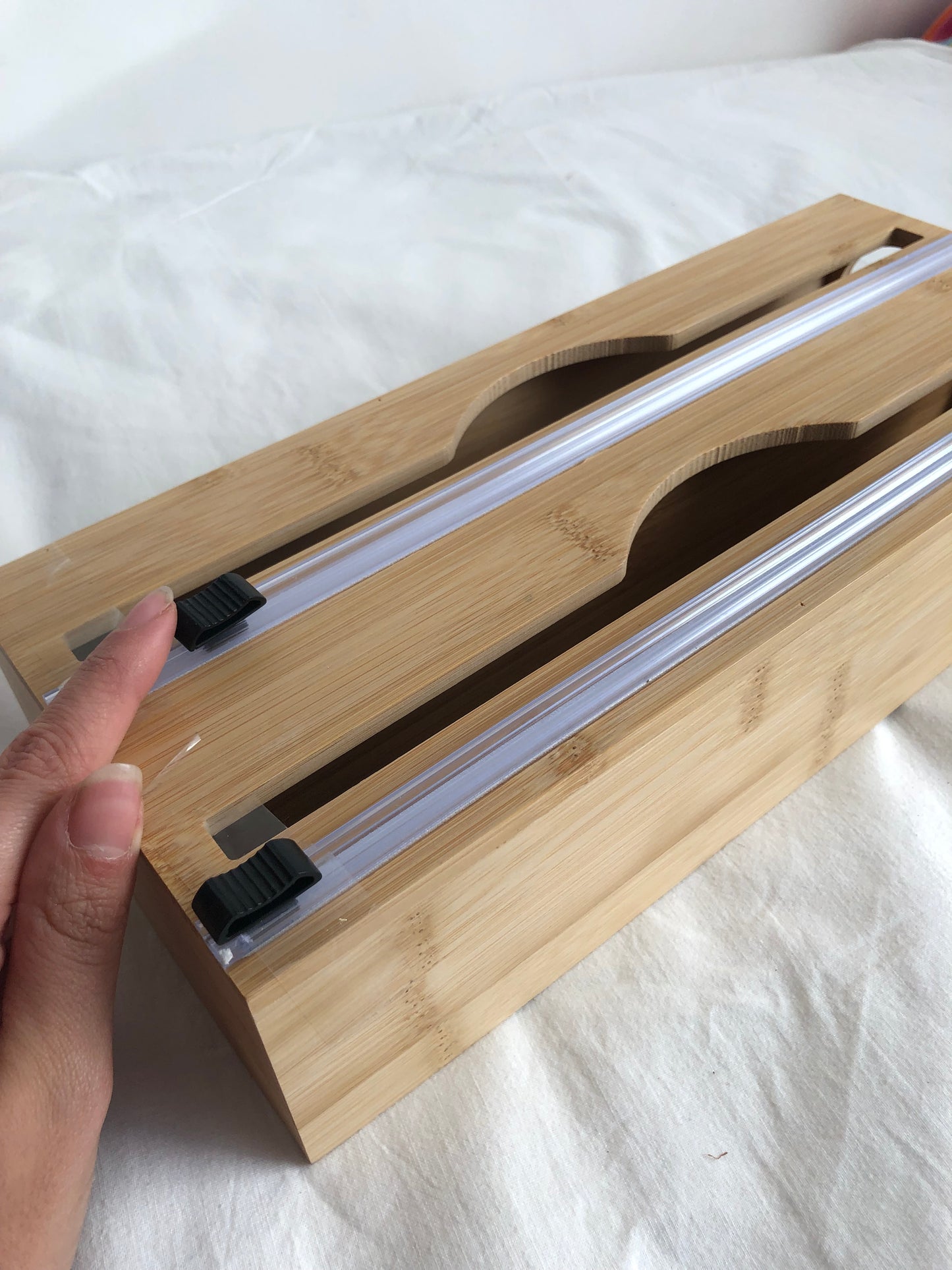 Caja de bambú para papel film y aluminio